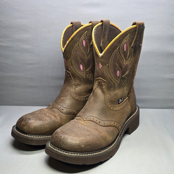 Justin Gypsy Gemma Boots Women's Size 9B Brown Shetland Buffalo Leather GY9526 - Picture 4 of 16